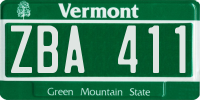 VT license plate ZBA411