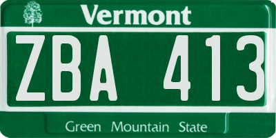 VT license plate ZBA413