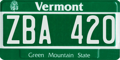 VT license plate ZBA420