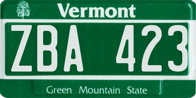 VT license plate ZBA423