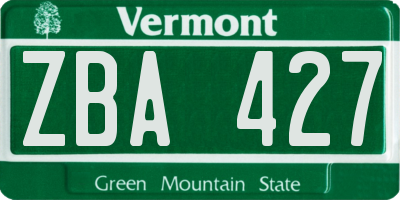 VT license plate ZBA427