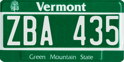 VT license plate ZBA435