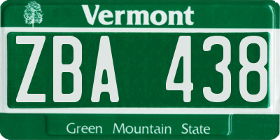 VT license plate ZBA438