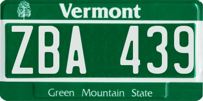 VT license plate ZBA439