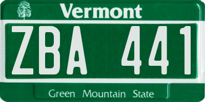 VT license plate ZBA441