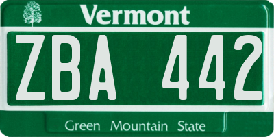VT license plate ZBA442