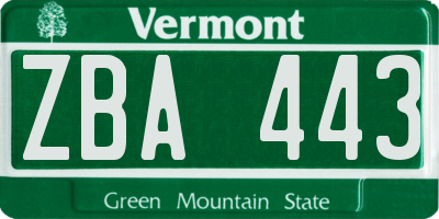 VT license plate ZBA443