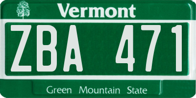 VT license plate ZBA471