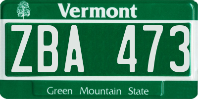 VT license plate ZBA473