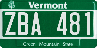 VT license plate ZBA481
