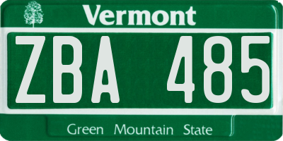 VT license plate ZBA485