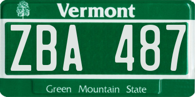 VT license plate ZBA487