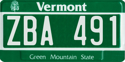 VT license plate ZBA491