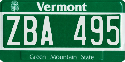 VT license plate ZBA495