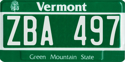 VT license plate ZBA497