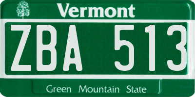 VT license plate ZBA513