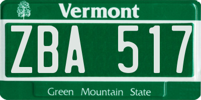 VT license plate ZBA517