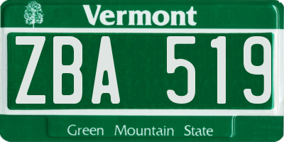 VT license plate ZBA519