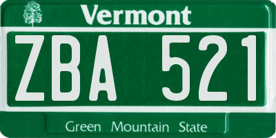 VT license plate ZBA521