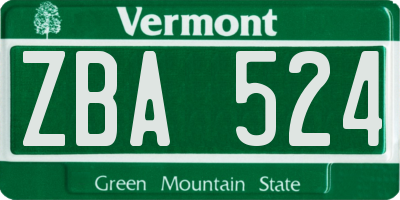 VT license plate ZBA524