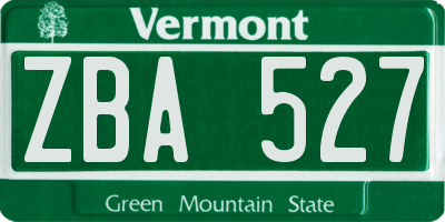 VT license plate ZBA527
