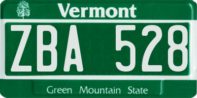 VT license plate ZBA528