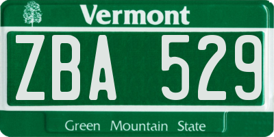 VT license plate ZBA529