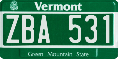 VT license plate ZBA531
