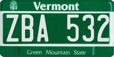 VT license plate ZBA532