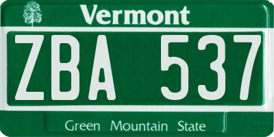 VT license plate ZBA537