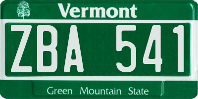 VT license plate ZBA541