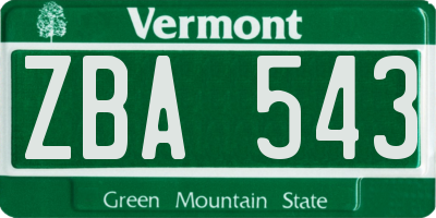 VT license plate ZBA543