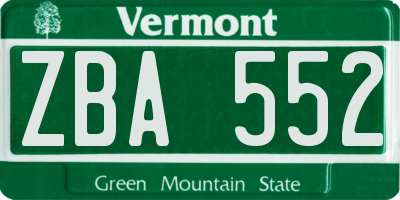 VT license plate ZBA552