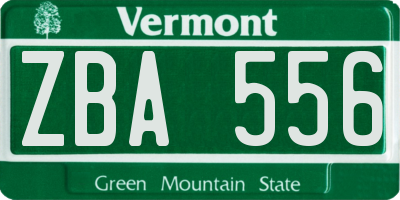 VT license plate ZBA556