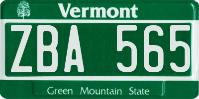 VT license plate ZBA565