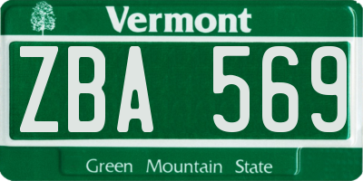 VT license plate ZBA569