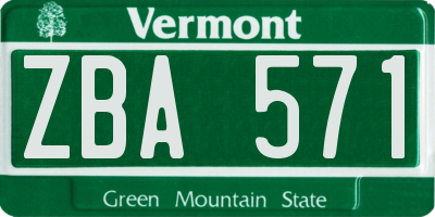 VT license plate ZBA571