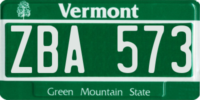 VT license plate ZBA573