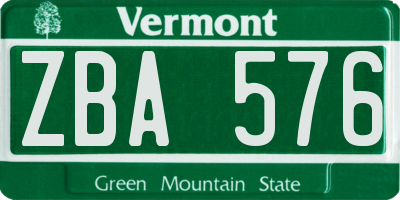 VT license plate ZBA576