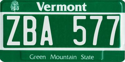 VT license plate ZBA577