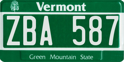 VT license plate ZBA587