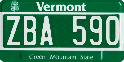 VT license plate ZBA590