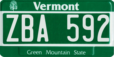VT license plate ZBA592