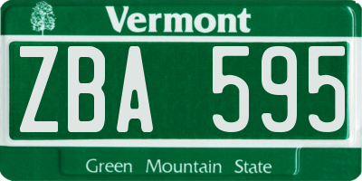 VT license plate ZBA595