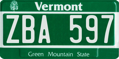 VT license plate ZBA597