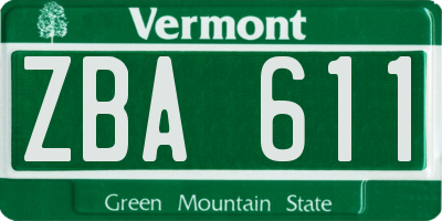VT license plate ZBA611