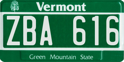 VT license plate ZBA616