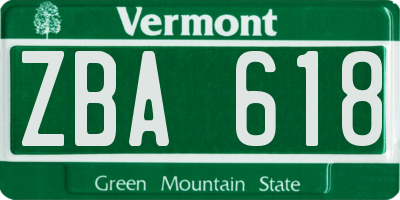 VT license plate ZBA618