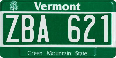 VT license plate ZBA621