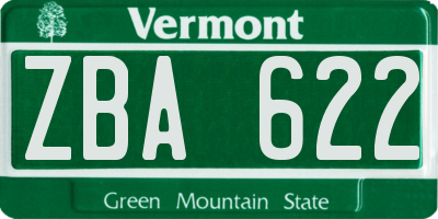 VT license plate ZBA622